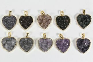 Lot: Druzy Amethyst Heart Pendants - Pieces #78425