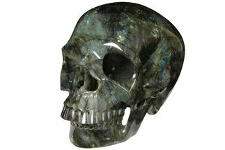 Realistic, Hollowed-Out Polished Labradorite Skull - Sale Price #127582
