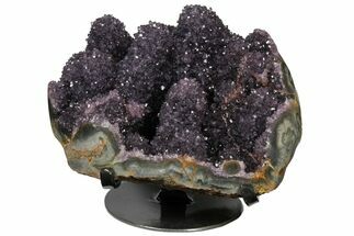 Wide Amethyst Stalactite Formation On Metal Stand - Uruguay #128081
