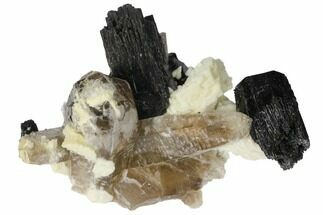 Black Tourmaline (Schorl) Crystals and Smoky Quartz - Namibia #132199