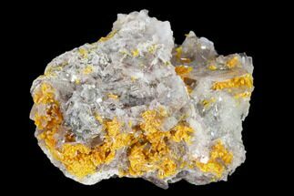 Orpiment On Bladed Barite Crystals - Peru #133097