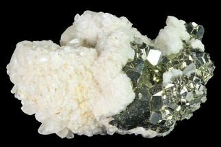Gleaming Pyrite Crystal Cluster with Calcite - Peru #141819
