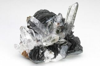 Quartz Crystals On Sparkling Bladed Hematite - Lechang Mine #225995