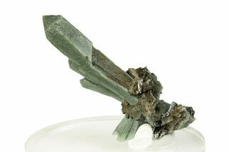Green Hedenbergite Included Quartz Cluster - Mongolia #255820