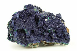Sparkling Azurite Crystals on Fibrous Malachite - China #274672