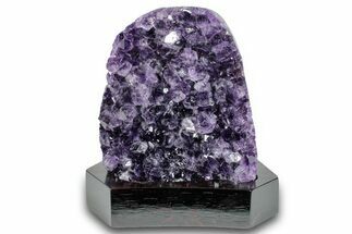Grape Jelly Amethyst Geode With Wood Base - Uruguay #275667