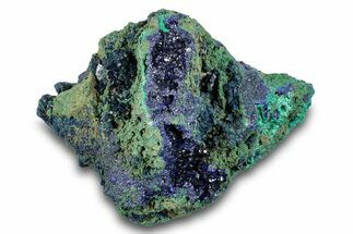 Sparkling Azurite Crystals on Fibrous Malachite - China #274688