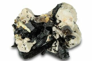 Lustrous Aegirine & Smoky Quartz Crystals on Feldspar - Malawi #280748