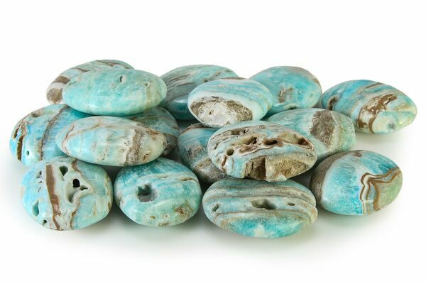 Polished Blue Caribbean Calcite Pocket Stone For Sale