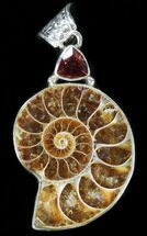 Ammonite Fossil Pendant - Sterling Silver #38081