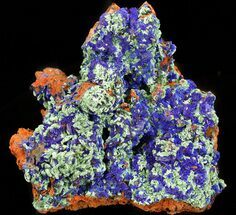 Azurite and Malachite with Hematite Quartz - Morocco #43824