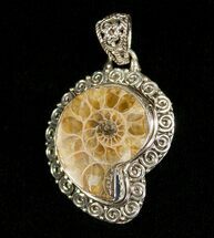 Stylish Ammonite Pendant - Sterling Silver #4531