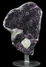 Sparkling Purple Amethyst With Calcite On Metal Stand - Uruguay #51300