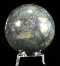 Flashy Labradorite Sphere - With Nickel Plated Stand #53580