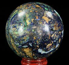 Polished Azurite & Malachite Sphere - Peru #65063