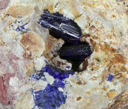 Dark Blue, Azurite Crystal Cluster In Pocket - Morocco #74689