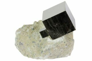 Natural Pyrite Cube In Rock - Victoria Mine, Spain #82094