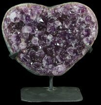 Amethyst Crystal Heart On Metal Stand - Uruguay (Special Price) #62805