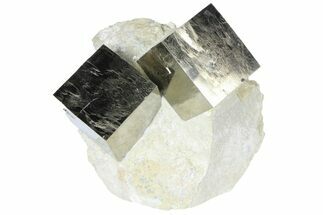 Wide, Natural Pyrite Cubes In Rock - Navajun, Spain #94337