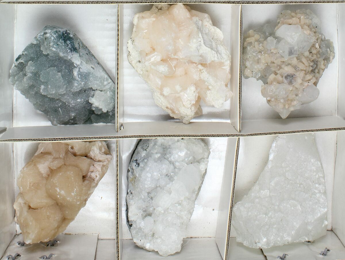 Mixed Indian Mineral & Crystal Flat 12 Pieces For Sale (95599