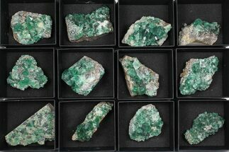 Flat: Green Fluorescent Rogerley Fluorite - Pieces #97149