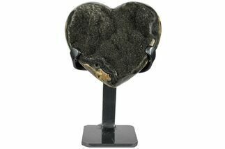 Gray, Druzy Quartz Heart On Metal Stand - Uruguay #102634