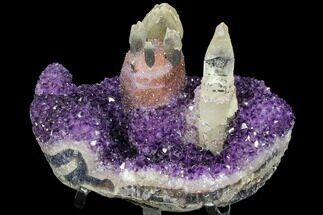 Wide Amethyst Geode With Large Calcite Crystals - Uruguay #107704