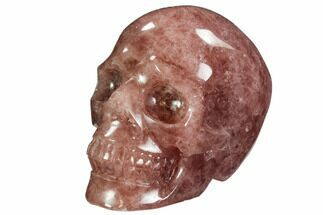 Carved, Strawberry Quartz Crystal Skull - Madagascar #108777