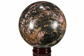 4.9" Polished Rhodonite Sphere - Madagascar - Crystal #111064