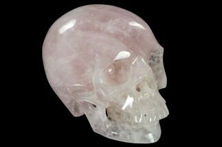 Realistic, Polished Brazilian Rose Quartz Crystal Skull #116291