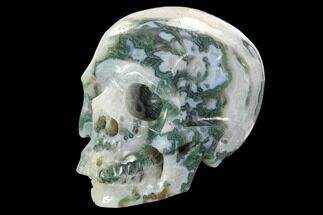 Realistic, Polished Moss Agate Skull #127602