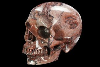 Realistic, Polished, Brecciated Red Jasper Skull #127606