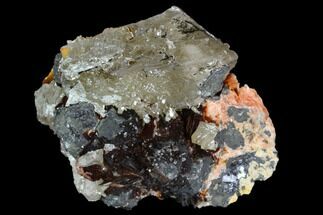 2.4" Huge, Cerussite Crystal on Galena & Bladed Barite - Morocco - Crystal #127376