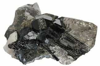 Black Tourmaline (Schorl) Crystal and Smoky Quartz - Namibia #132179