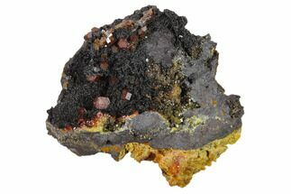 Gemmy Vanadinite Crystals on Goethite - Mibladen, Morocco #133880