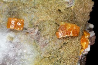 Tabular, Orange Wulfenite Crystals on Calcite - Los Lamentos, Mexico #139788