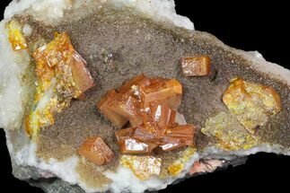 Wulfenite Crystals on Calcite - Los Lamentos, Mexico #139792