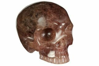 Realistic, Carved Strawberry Quartz Crystal Skull #150993