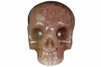 Realistic, Carved Strawberry Quartz Crystal Skull #150987