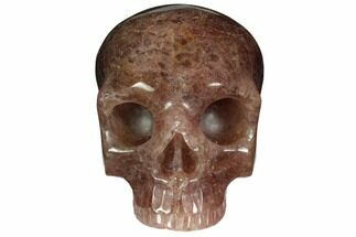 3" Realistic, Carved Strawberry Quartz Crystal Skull - Crystal #150989