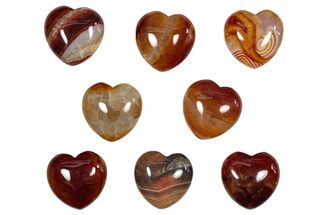 Polished Banded Carnelian Agate Hearts #155371