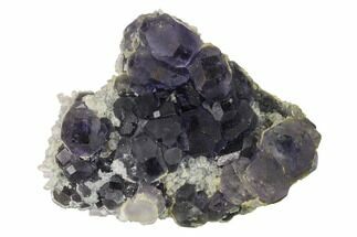 Purple Cuboctahedral Fluorite Crystals on Quartz - China #160721