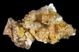 1.3" Vanadinite and Calcite Crystal Association - Apex Mine, Mexico - Crystal #165312