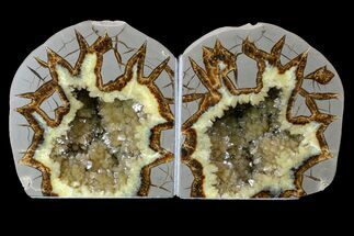 Wide, Crystal Filled Septarian Geode Bookends - Utah #167897