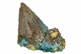1.4" Chrysocolla on Quartz and Calcite - Tentadora Mine, Peru - Crystal #169227