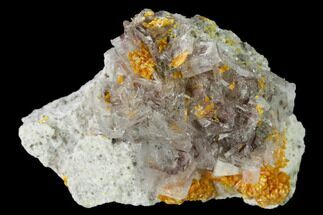 1.4" Orpiment on Tabular Barite Crystals - Peru - Crystal #169061