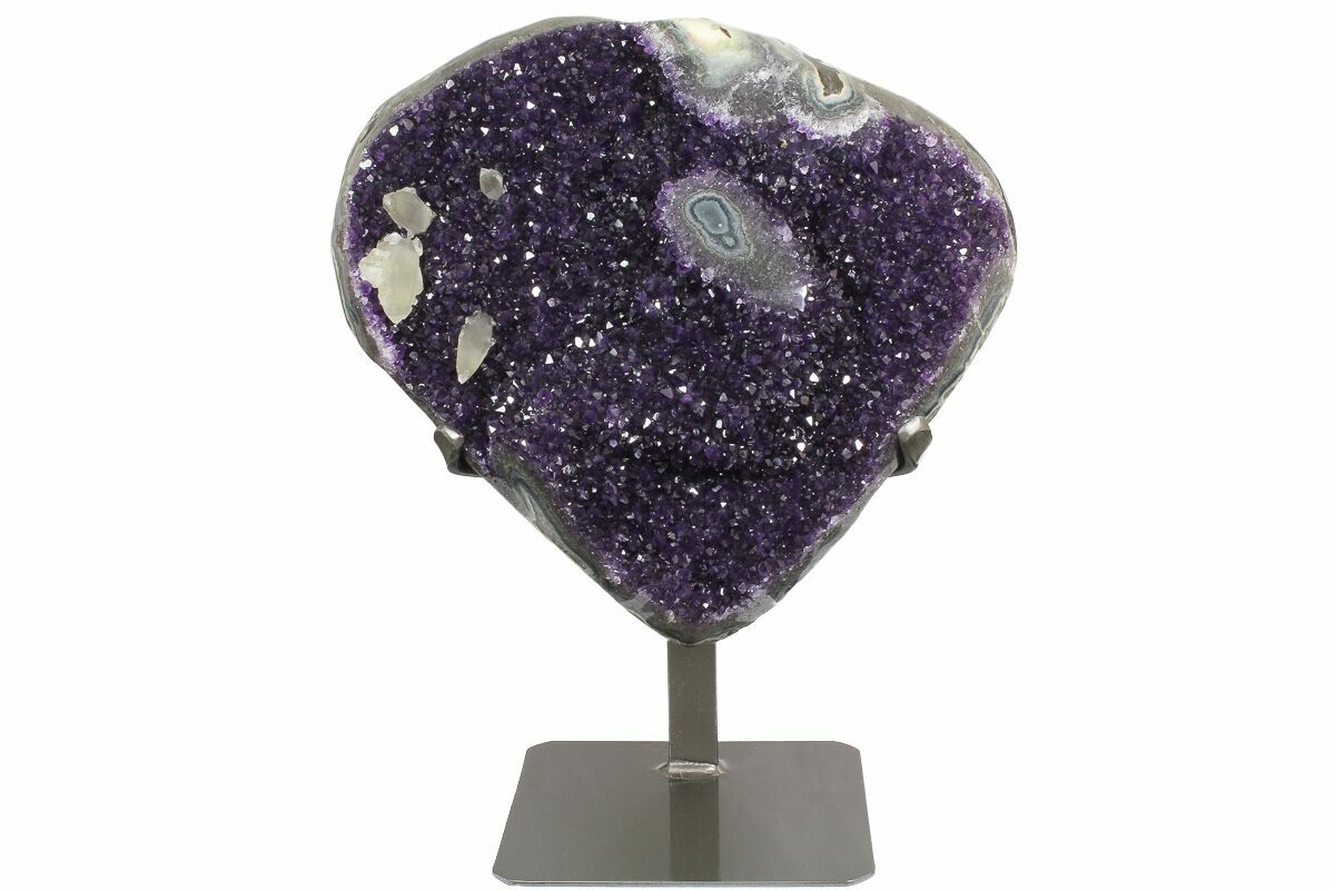 Amethyst Geode Section on Metal Stand - Deep Purple Crystals #171818