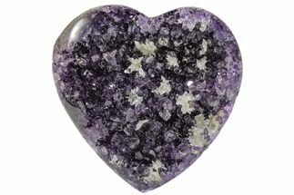Dark Purple Amethyst Heart With Calcite Crystals - Uruguay #172006