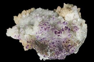 Calcite Crystal Cluster with Purple Fluorite (New Find) - China #177566