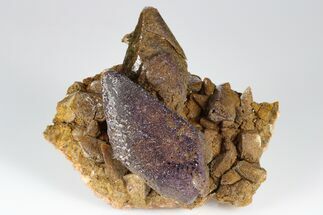 Calcite Crystal Cluster with Purple Fluorite (New Find) - China #177667